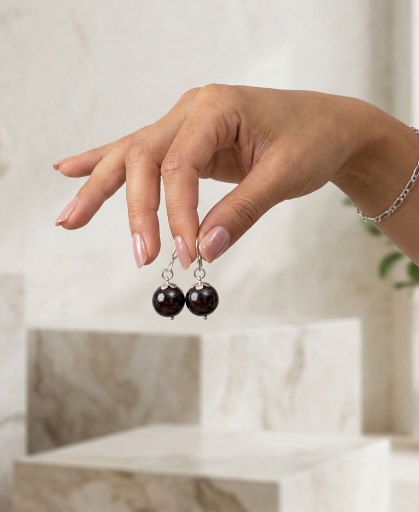 Imagen del producto Aretes Mangostino en Plata con Ágata Natural