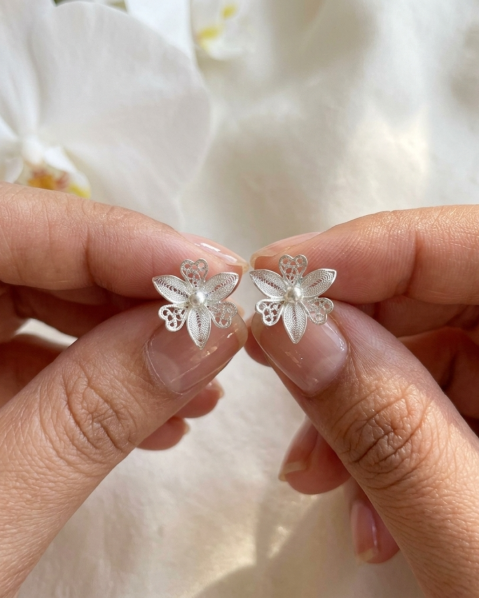 Imagen del producto Topo Orquídea Filigrana en plata ley 950